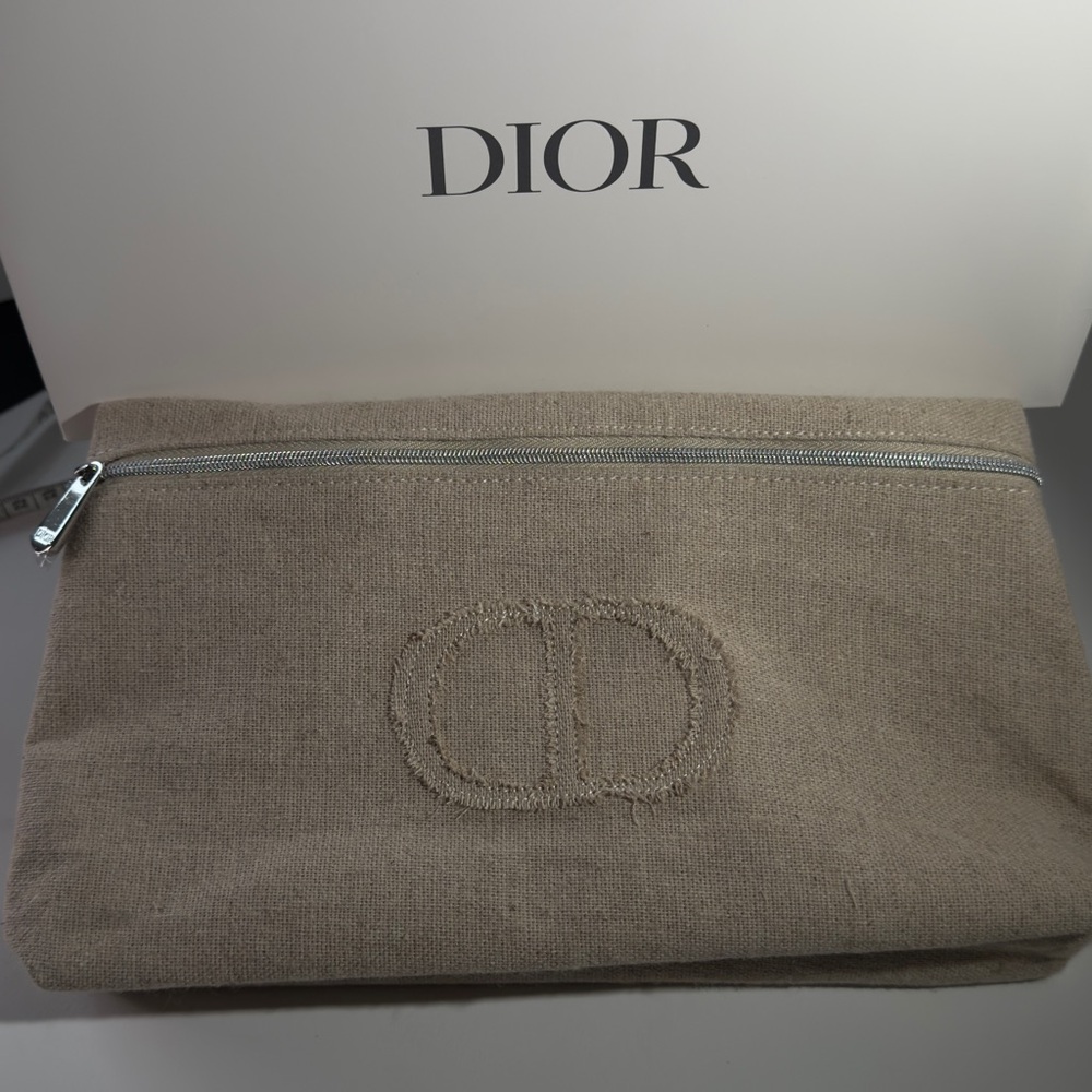 Dior Tan Makeup Bag with Elegant CD Logo